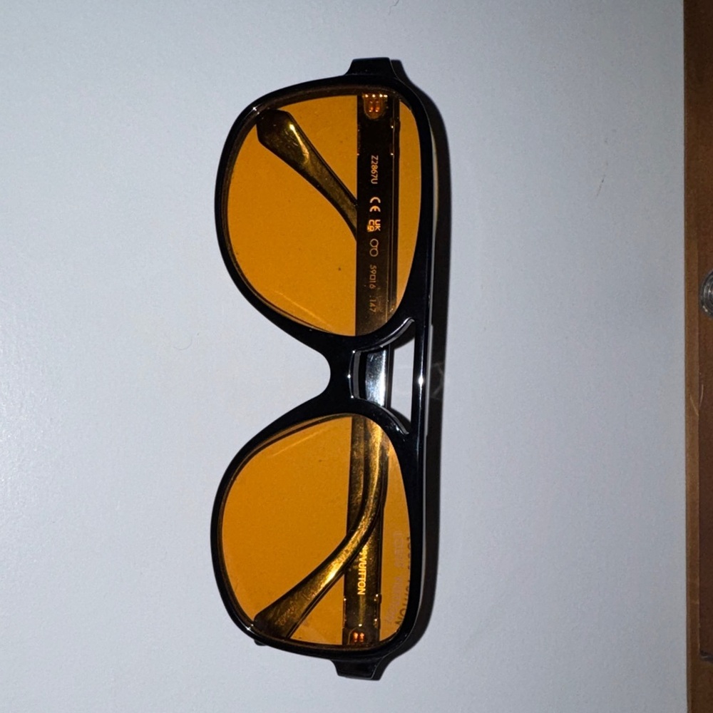 Louis Vuitton Black Frame Sunglasses with Orange Lenses